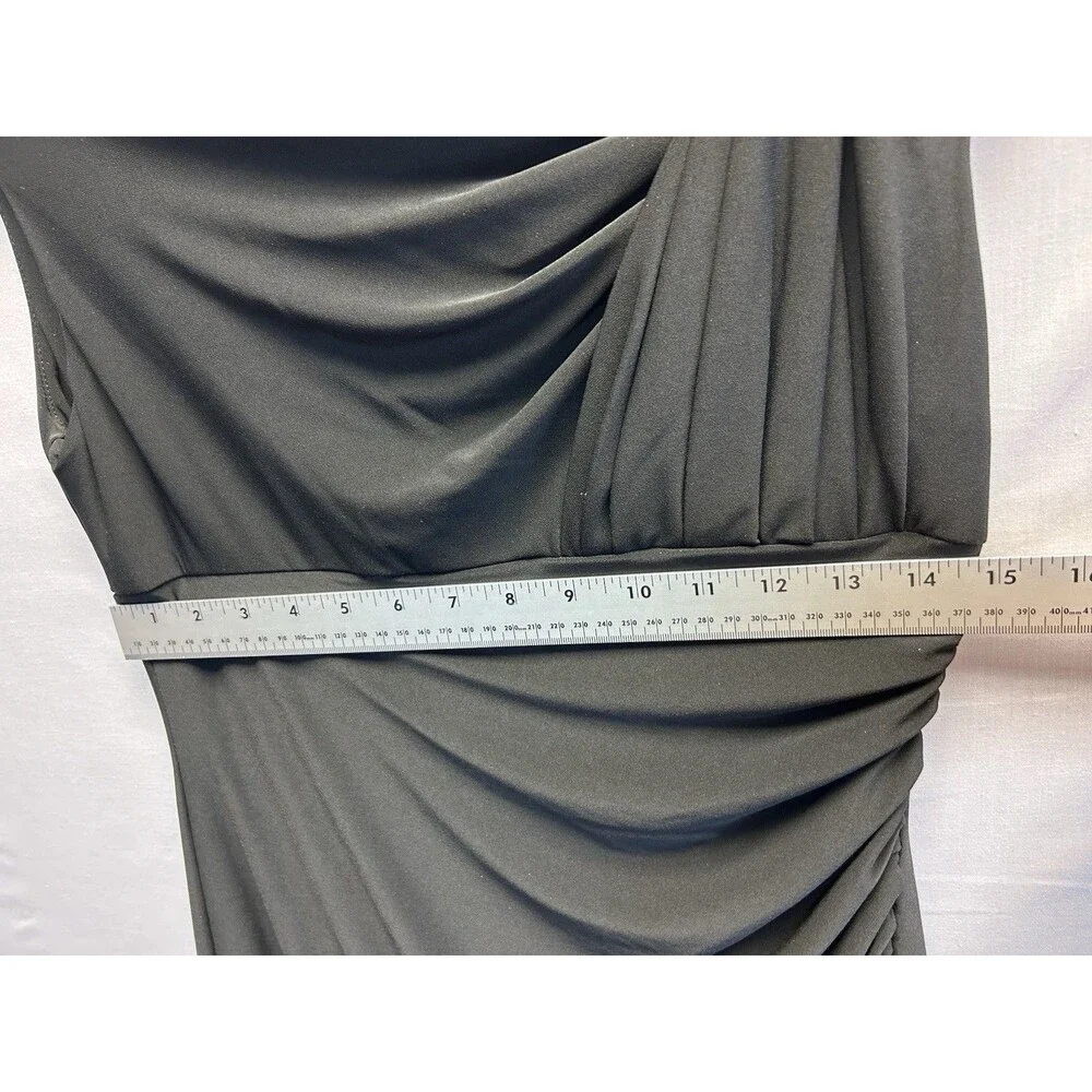 Lauren Ralph Lauren Ruched Sleeveless Sheath Dress Black Draped Women’s 10P - Picture 6 of 9